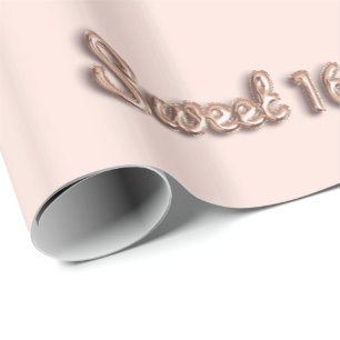 Papier Cadeau Sweet 16 rose or parties scintillant rose 16e anni
