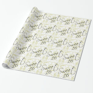 Papier Cadeau Sweet 16 Taupe Tan Damask Fille Anniversaire