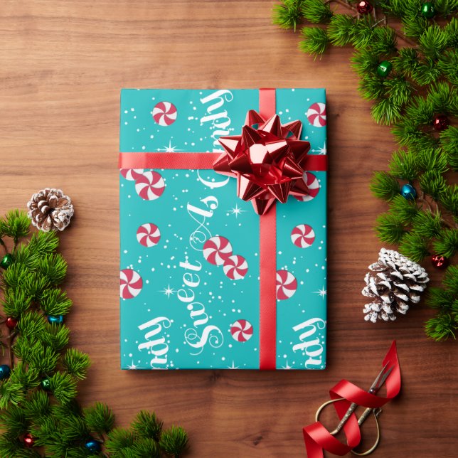 Papier Cadeau Sweet As Candy Pepperments & Turquoise Toute Occas (Cadeau de vacances)