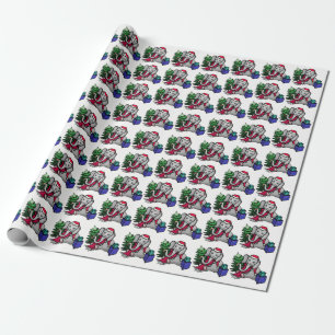 Papier Cadeau Sweet Cartoon Elephants on Snow White Ground Xmas