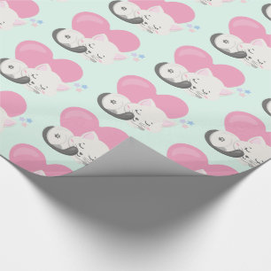 Papier Cadeau Sweet Kitty Chat Dormir avec un grand coeur en arr