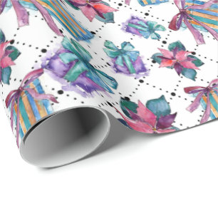 Papier Cadeau Sweet Pastel Noël Aquarelle Enveloppement Cadeau
