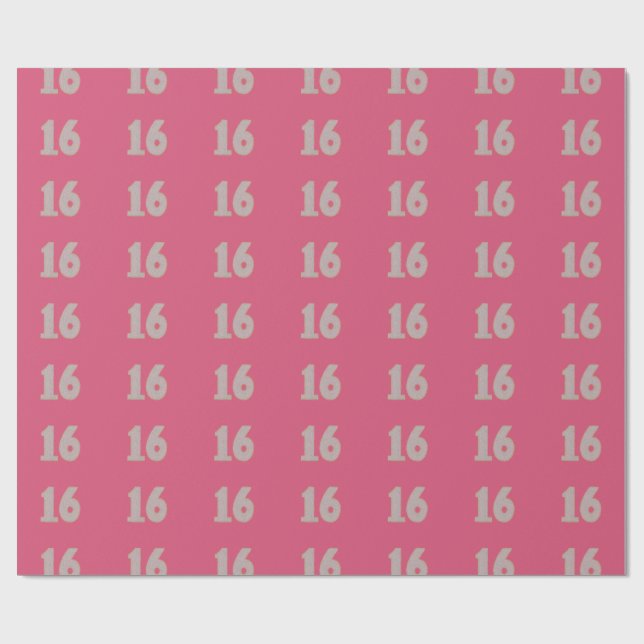 Papier Cadeau Sweet sixteen d'or argent rose enveloppement d'ann (Plat)