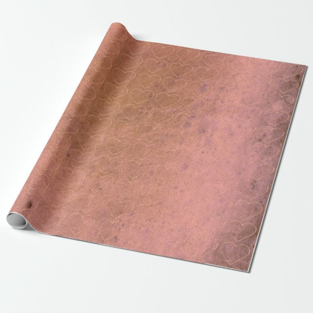 Papier Cadeau Swet Heart Blush Rose Rose Or Grungy Lilac (Déroulé)
