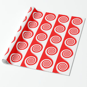 Papier Cadeau Swirl à menthe rouge et blanche