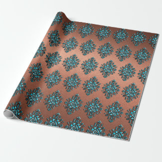 Papier Cadeau Symbole aztèque turquoise