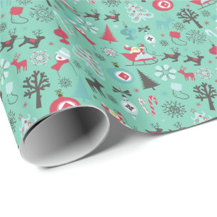 Papier Cadeau Symbole de Noël Motif Mint Arrière - plan vert
