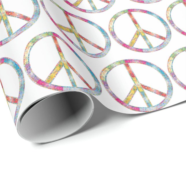 Papier Cadeau SYMBOLE DE PAIX Coloré (Coin rond)