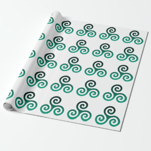 Papier Cadeau symbole de triskèle vert