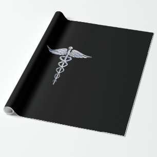Papier Cadeau Symbole Médicale de l'Argent comme Caduceus sur la