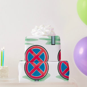 Papier Cadeau Symbole rouge bleu de la route de stationnement