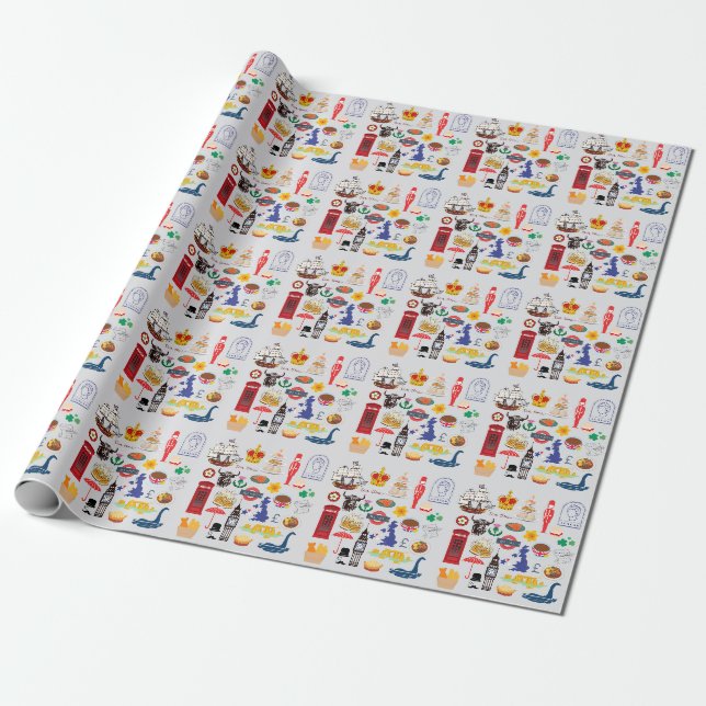 Papier Cadeau Symboles britanniques (Déroulé)