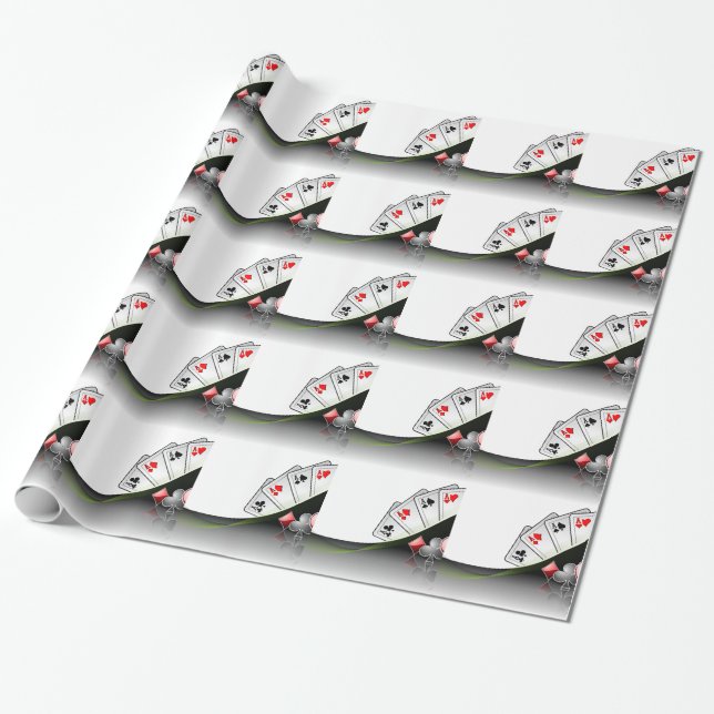 Papier Cadeau Symboles de cartes et de casino de tisonnier (Déroulé)