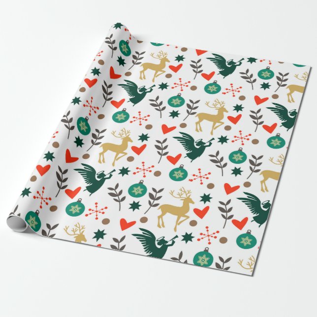Papier Cadeau Symboles de Noël Motif sans ambages (Déroulé)