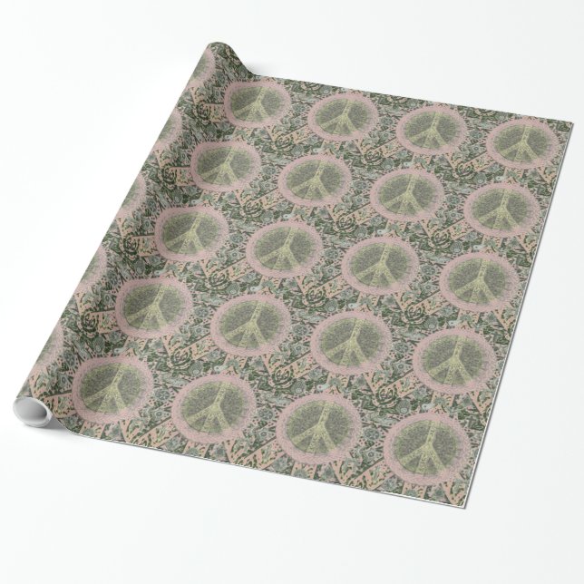 Papier Cadeau Symboles de paix hippies d'art (Déroulé)