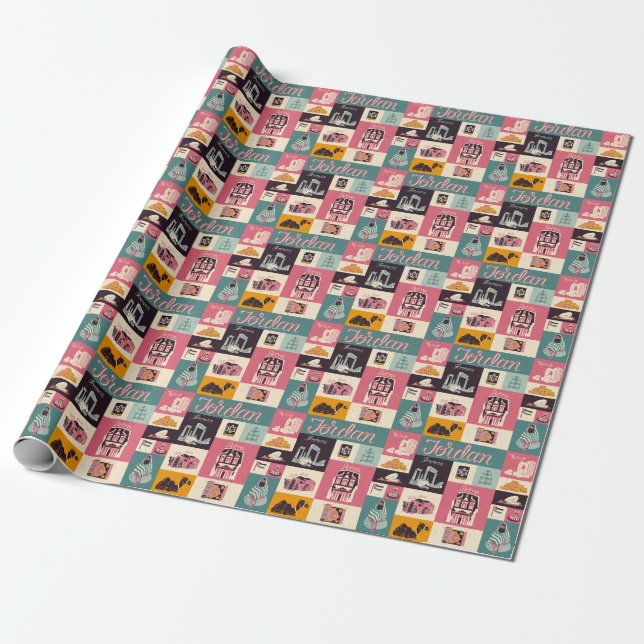 Papier Cadeau Symboles illustrés de la culture jordanienne (Déroulé)