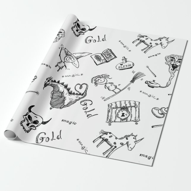 Papier Cadeau Symboles magiques (Déroulé)