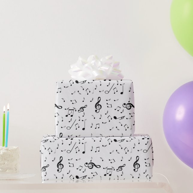 Papier Cadeau Symboles Musicaux En Gris (Cadeaux de fête)