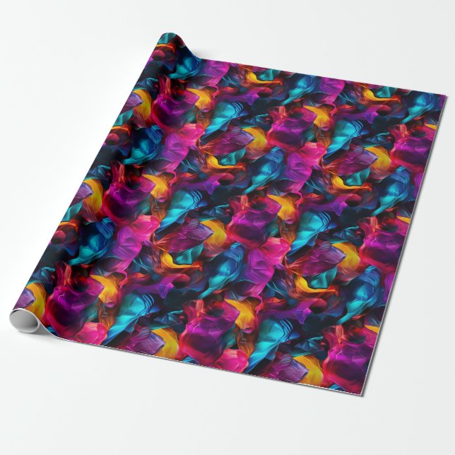 Papier Cadeau Symétrie néon Abstraite (Déroulé)