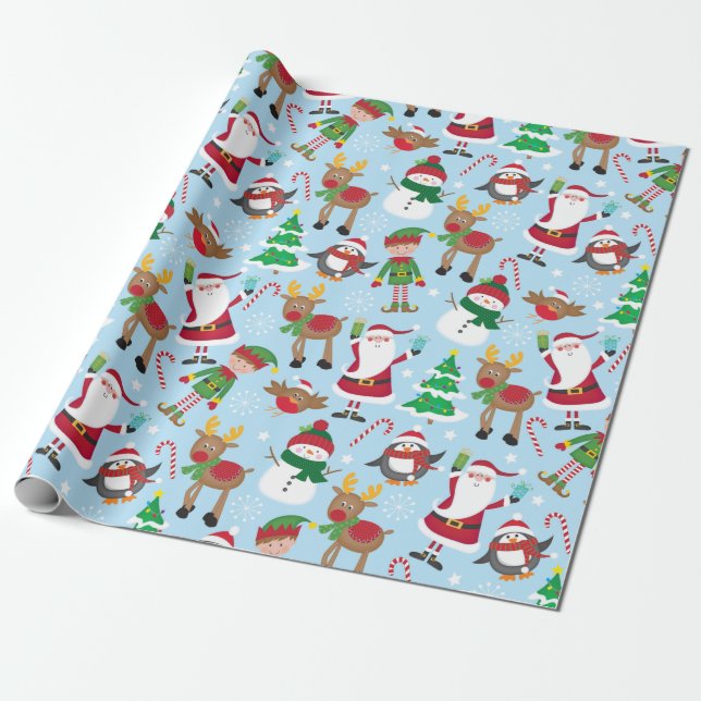 Papier Cadeau Sympa Caractère Noël Enfants (Déroulé)