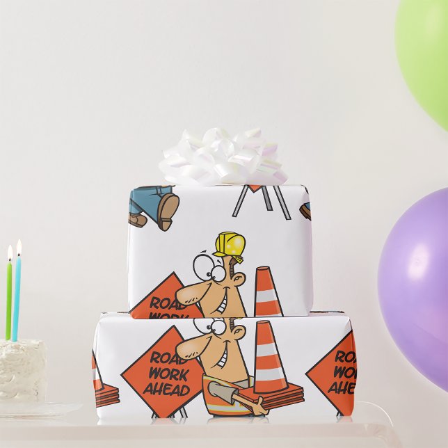 Papier Cadeau Sympathique Travailleur de la construction Route d (Créateur téléchargé)