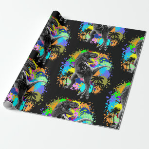 Papier Cadeau T-Rex Dinosaur Jurassique Reptile sur les Peinture