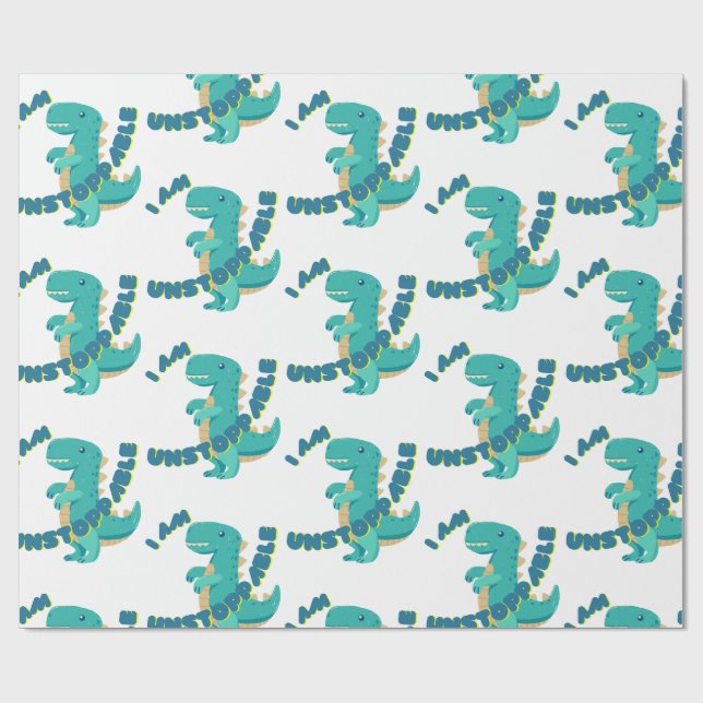 Papier Cadeau T-REX mignon avec citation motivante (Plat)