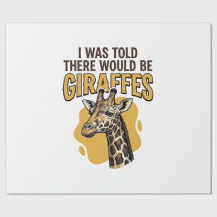 Papier Cadeau T-shirt à motif de girafe drôle gravure vintage_1