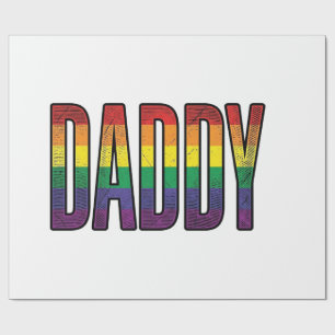 Papier Cadeau T-Shirt Typographie Fierté Papa Arc-en-Ciel Vintag