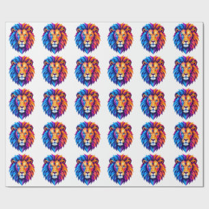 Papier Cadeau T-Shirt Vibrant Art Lion Géométrique