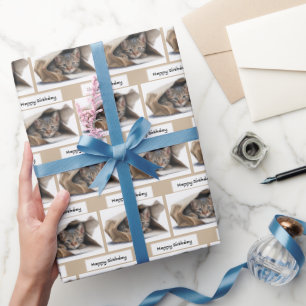 Papier Cadeau Tabby Chat d'anniversaire en sac en papier