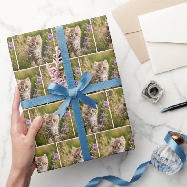 Papier Cadeau Tabby Kitten En Fleur sauvage (Cadeaux)