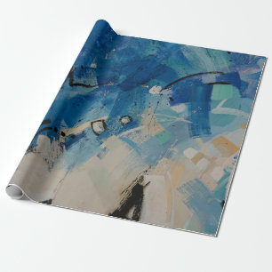Papier Cadeau Tableau abstrait bleu et blanc
