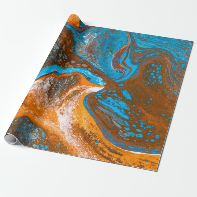 Papier Cadeau Tableau abstrait bleu et marron (Déroulé)