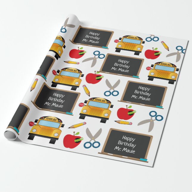 Papier Cadeau Tableau de bord scolaire personnalisé (Déroulé)