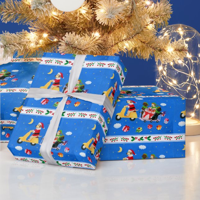Papier Cadeau Tableau de livraison de Noël Labrador (Vacances)