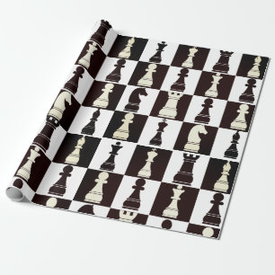 Papier Cadeau Tableau d'échecs Motif noir et blanc