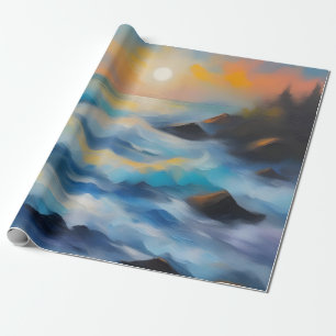 Papier Cadeau Tableau des vagues bleu clair sous le soleil