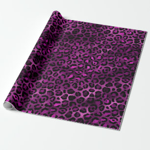Papier Cadeau Taches de léopard en feuille d'aluminium violette