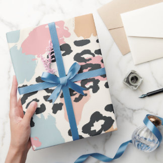 Papier Cadeau Taches de léopard pastel chic