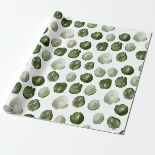 Papier Cadeau Taches de peinture aquarelle verte mousse peintes