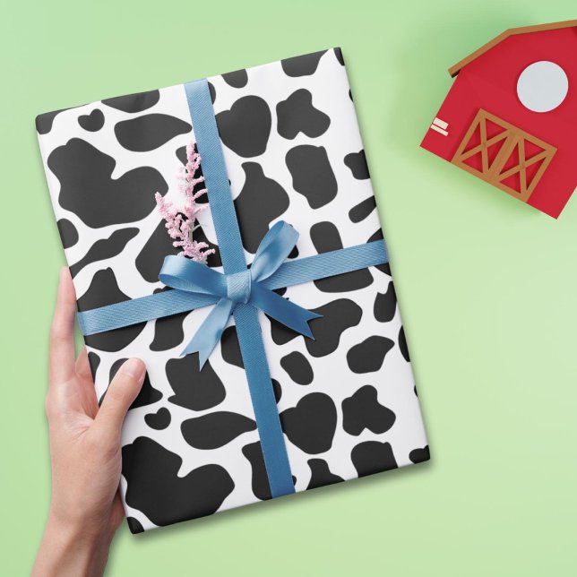 Papier Cadeau Taches de vache noir et blanc Ferme (Créateur téléchargé)