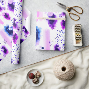 Papier Cadeau taches d'éclaboussure de pinceau aquarelle rose vi
