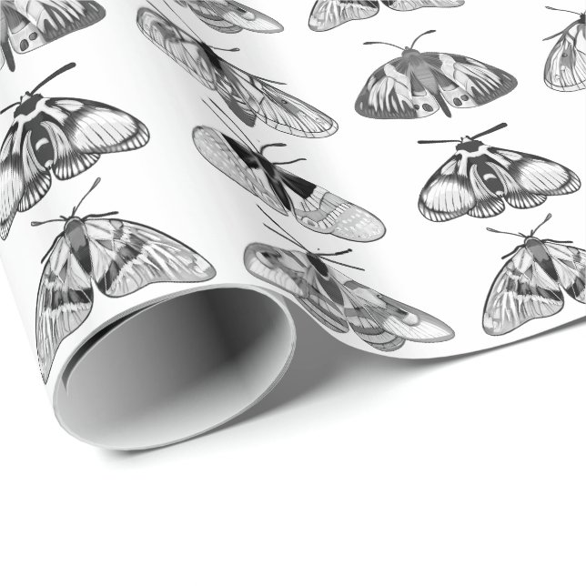 Papier Cadeau Taches en gris, noir et blanc (Coin rond)