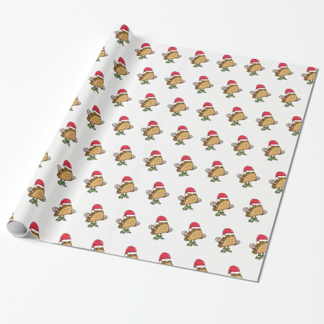 Papier Cadeau Taco de Père Noël enveloppant le papier de cadeau (Déroulé)