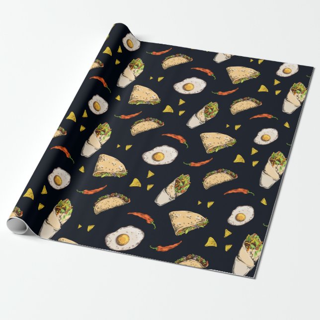 Papier Cadeau Tacos Burrito Nachos Mexicain Cadeau Meilleur Été (Déroulé)