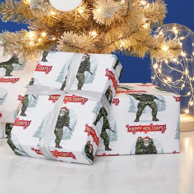 Papier Cadeau Tactical Santa Christmas Wrapping Paper (Vacances)