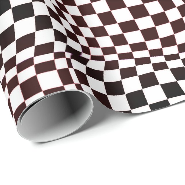 Papier Cadeau Taffi Op Art noir et blanc (Coin rond)