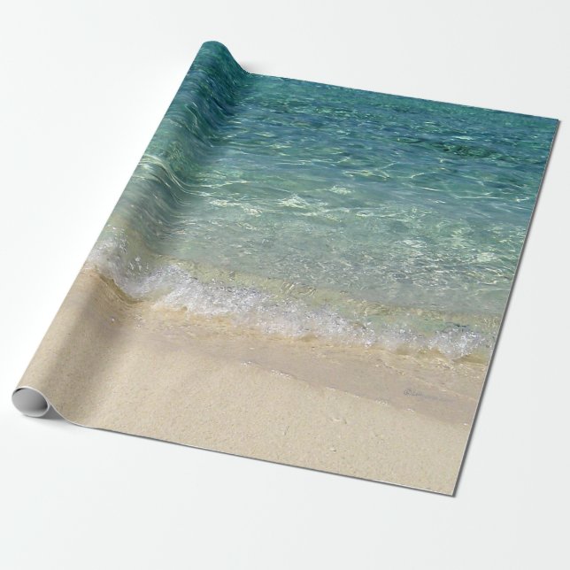 Papier Cadeau Tahiti Blue Tropical Water (Déroulé)