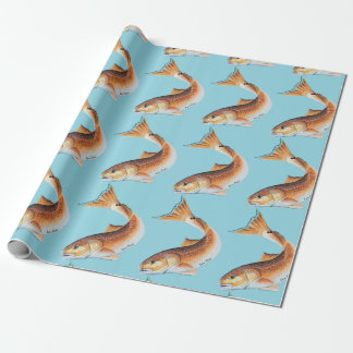 Papier Cadeau Tambour rouge sur bleu
